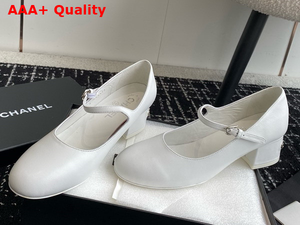 Chanel Mary Janes White Lambskin Ref G45473 Replica