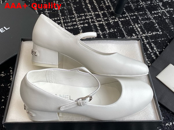 Chanel Mary Janes White Lambskin Ref G45473 Replica