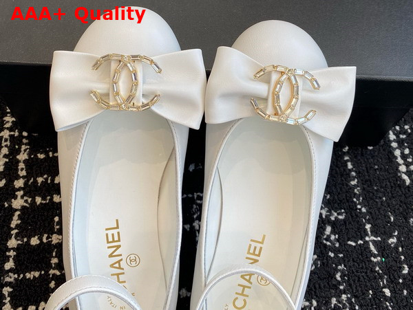 Chanel Mary Janes White Lambskin Strass and Metal Ref G46022 Replica