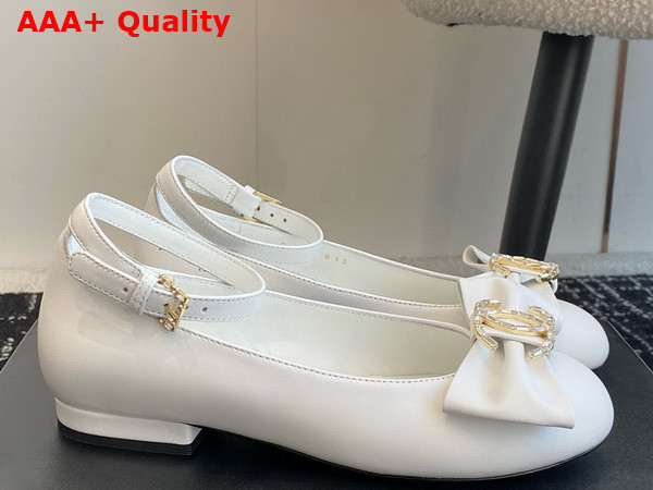 Chanel Mary Janes White Lambskin Strass and Metal Ref G46022 Replica