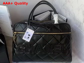 Chanel Maxi Bowling Bag in Black Calfskin Gold Tone Metal AS3718 Replica