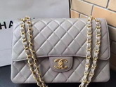 Chanel Maxi Caviar Flap Bag Light Grey For Sale