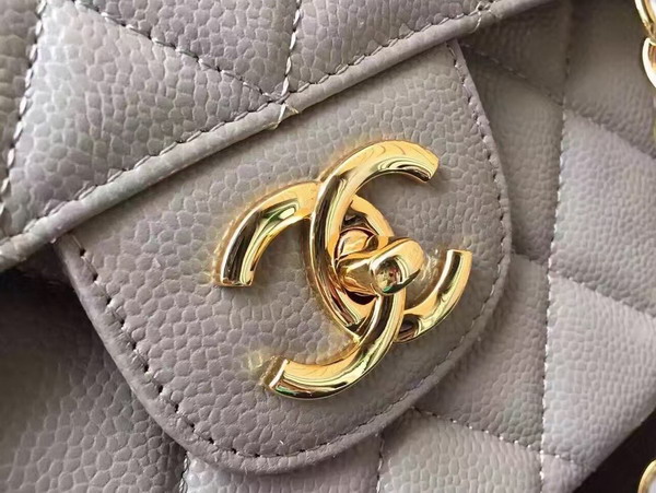 Chanel Maxi Caviar Flap Bag Light Grey For Sale