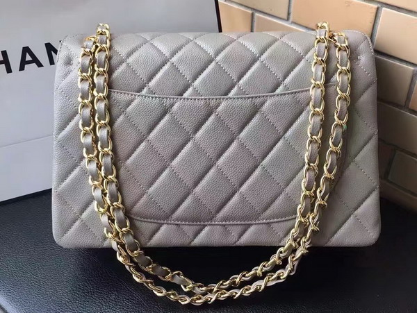 Chanel Maxi Caviar Flap Bag Light Grey For Sale