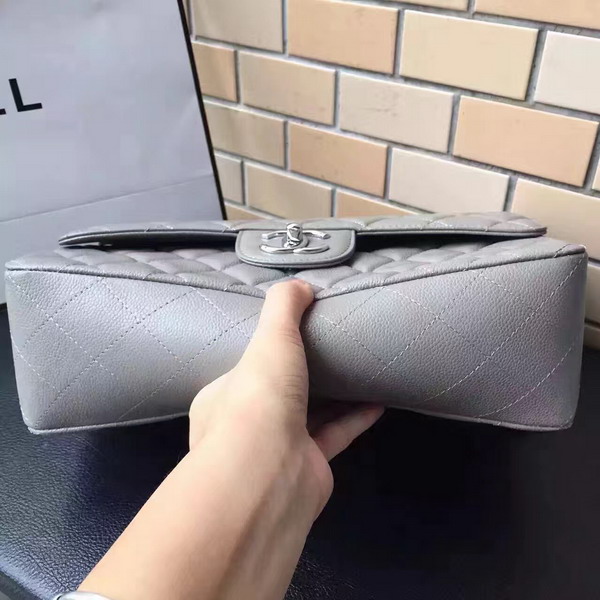 Chanel Maxi Caviar Flap Bag Light Grey Silver Hardware For Sale