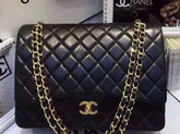 Chanel Maxi Flap Bag Black Lambskin Gold Hardware For Sale