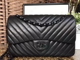 Chanel Maxi Flap Bag Chevron Lambskin So Black For Sale