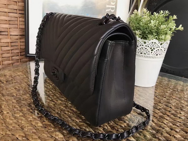 Chanel Maxi Flap Bag Chevron Lambskin So Black For Sale