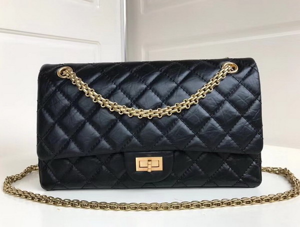 Chanel Maxi Flap Bag in Black Crackle Calfskin with Gold Hardware