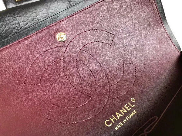 Chanel Maxi Flap Bag in Black Crackle Calfskin with Gold Hardware