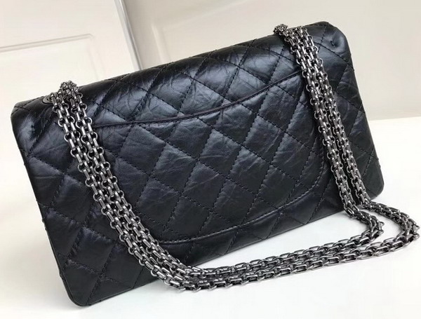 Chanel Maxi Flap Bag in Black Crackle Calfskin with Silver Hardware