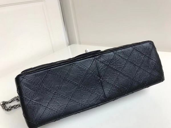 Chanel Maxi Flap Bag in Black Crackle Calfskin with Silver Hardware