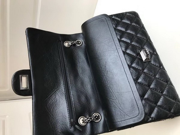 Chanel Maxi Flap Bag in Black Crackle Calfskin with Silver Hardware