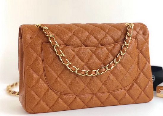 Chanel Maxi Flap Bag in Light Brown Grained Calfskin Light Gold Tone Metal