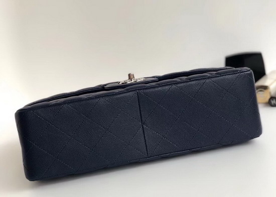 Chanel Maxi Flap Bag in Navy Blue Grained Calfskin