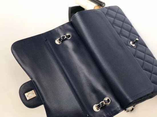 Chanel Maxi Flap Bag in Navy Blue Grained Calfskin