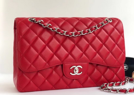 Chanel Maxi Flap Bag in Red Grained Calfskin