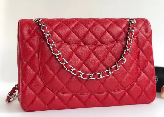 Chanel Maxi Flap Bag in Red Grained Calfskin