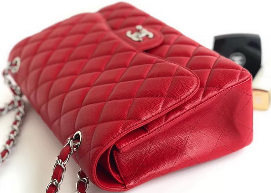 Chanel Maxi Flap Bag in Red Grained Calfskin