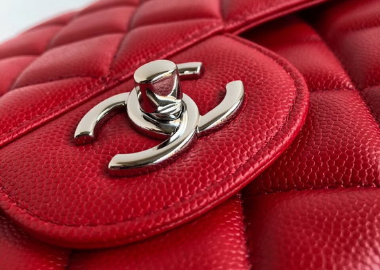 Chanel Maxi Flap Bag in Red Grained Calfskin