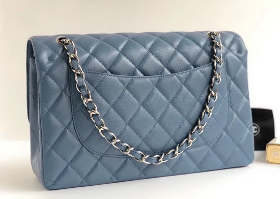 Chanel Maxi Flap Bag in Sky Blue Grained Calfskin