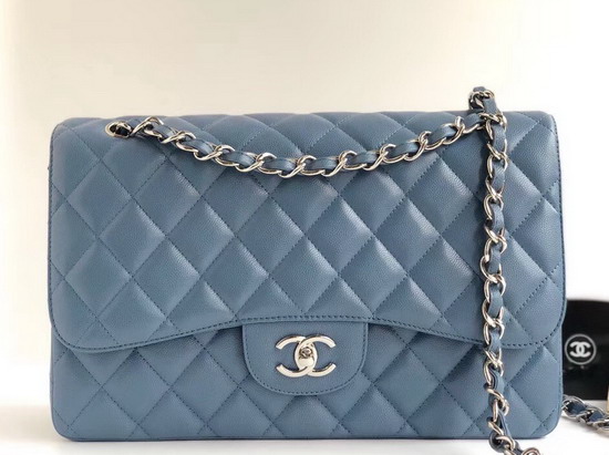 Chanel Maxi Flap Bag in Sky Blue Grained Calfskin