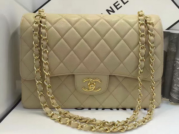 Chanel Maxi Flap Beige Caviar Leather For Sale