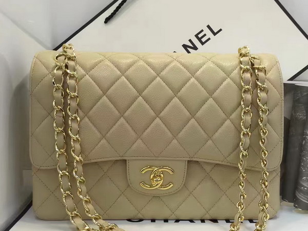 Chanel Maxi Flap Beige Caviar Leather For Sale