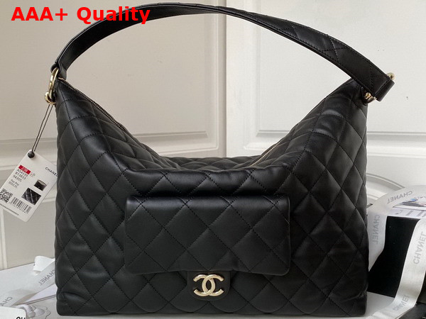 Chanel Maxi Hobo Bag in Black Calfskin with Gold Tone Metal AS4339 Replica