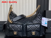 Chanel Maxi Hobo Bag in Black Shiny Lambskin Gold Tone Metal AS5302 Replica