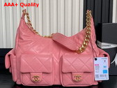 Chanel Maxi Hobo Bag in Pink Shiny Lambskin Gold Tone Metal AS5302 Replica