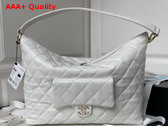 Chanel Maxi Hobo Bag in White Calfskin with Gold Tone Metal AS4339 Replica