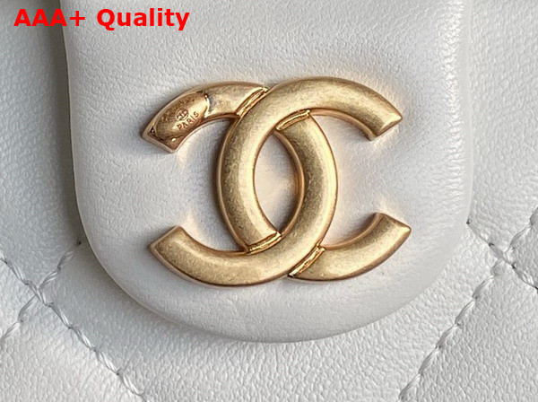 Chanel Maxi Hobo Bag in White Shiny Lambskin Gold Tone Metal AS5302 Replica