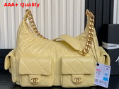 Chanel Maxi Hobo Bag in Yellow Shiny Lambskin Gold Tone Metal AS5302 Replica