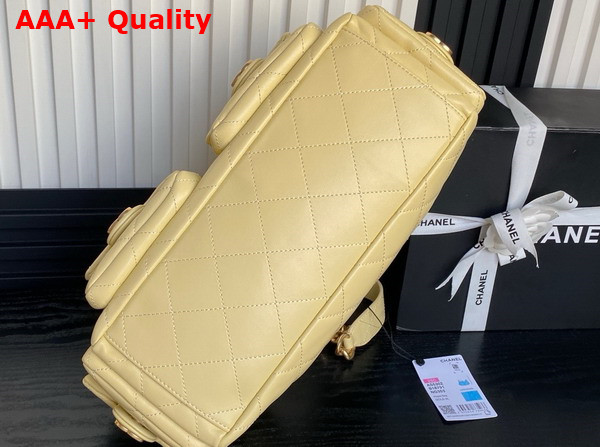 Chanel Maxi Hobo Bag in Yellow Shiny Lambskin Gold Tone Metal AS5302 Replica