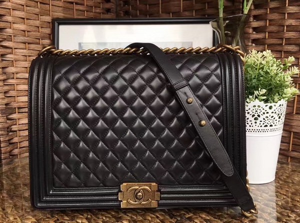 Chanel Maxi Le Boy Black Lambskin Gold Hardware For Sale