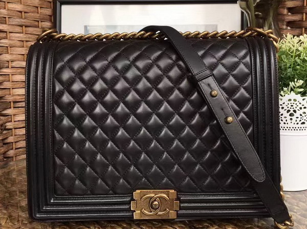 Chanel Maxi Le Boy Black Lambskin Gold Hardware For Sale