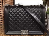 Chanel Maxi Le Boy Black Lambskin Silver Hardware For Sale