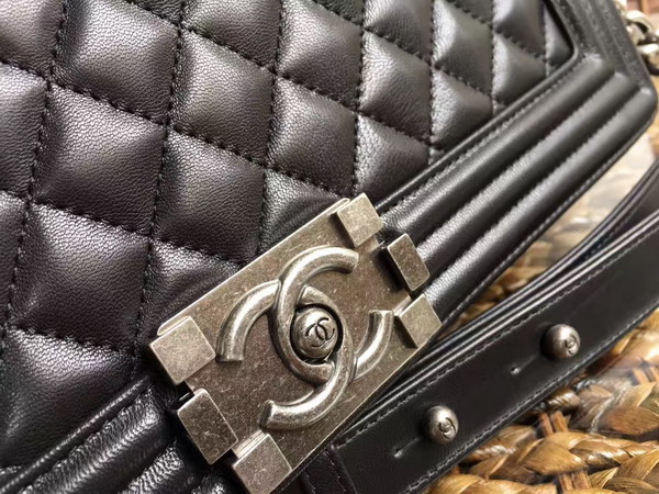 Chanel Maxi Le Boy Black Lambskin Silver Hardware For Sale