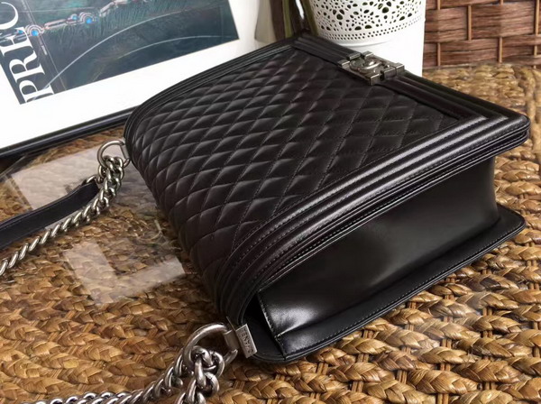 Chanel Maxi Le Boy Black Lambskin Silver Hardware For Sale