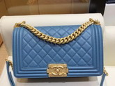 Chanel Medium Boy Chanel Flap Bag Cloudy Blue Grained Calfskin