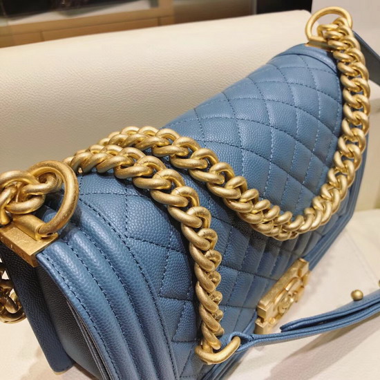 Chanel Medium Boy Chanel Flap Bag Cloudy Blue Grained Calfskin