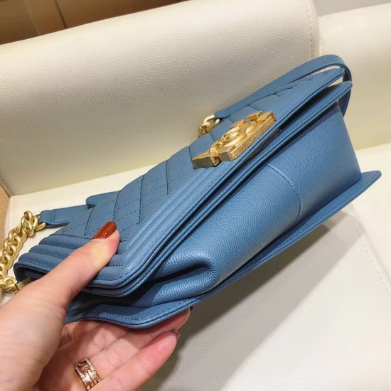 Chanel Medium Boy Chanel Flap Bag Cloudy Blue Grained Calfskin