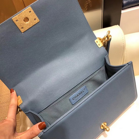 Chanel Medium Boy Chanel Flap Bag Cloudy Blue Grained Calfskin