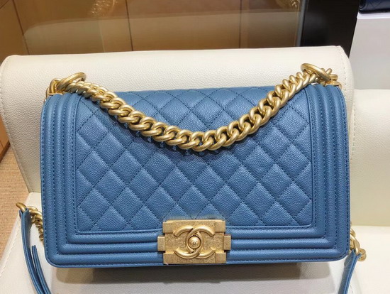 Chanel Medium Boy Chanel Flap Bag Cloudy Blue Grained Calfskin