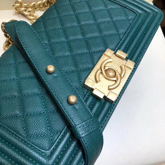 Chanel Medium Boy Chanel Flap Bag Teal Grained Calfskin