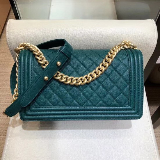 Chanel Medium Boy Chanel Flap Bag Teal Grained Calfskin