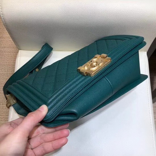 Chanel Medium Boy Chanel Flap Bag Teal Grained Calfskin