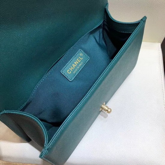 Chanel Medium Boy Chanel Flap Bag Teal Grained Calfskin