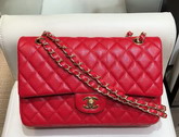 Chanel Medium Caviar Flap Bag in Red with Gold Hardware